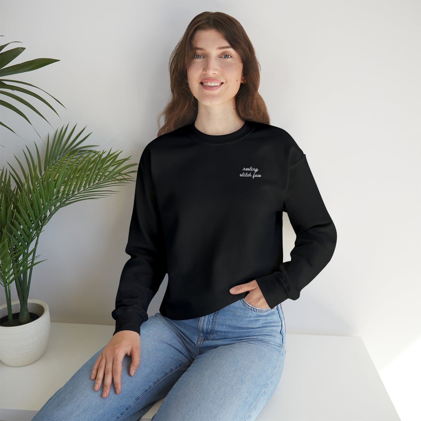 Sweatshirt: Resting Stitch Face Unisex Crewneck Sweatshirt