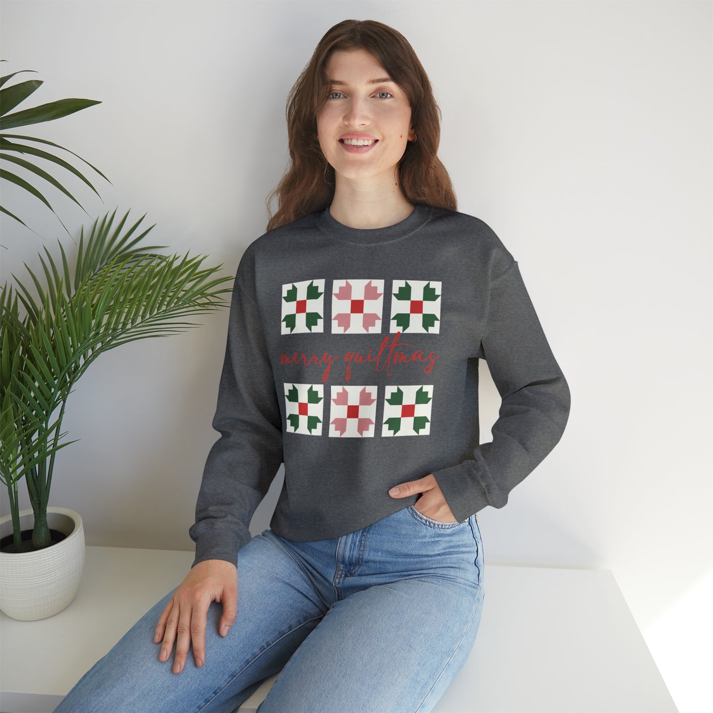 Sweatshirt: merry quiltmas crewneck sweatshirt