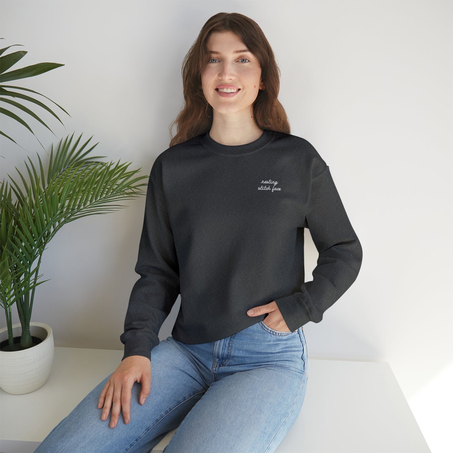 Sweatshirt: Resting Stitch Face Unisex Crewneck Sweatshirt