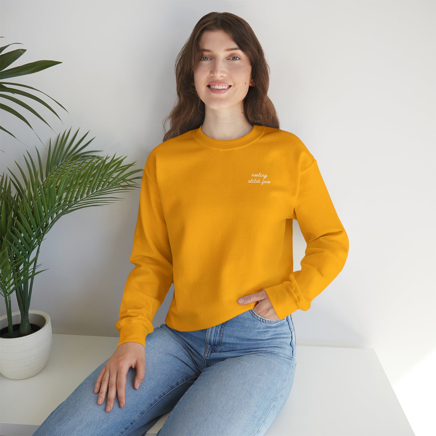 Sweatshirt: Resting Stitch Face Unisex Crewneck Sweatshirt