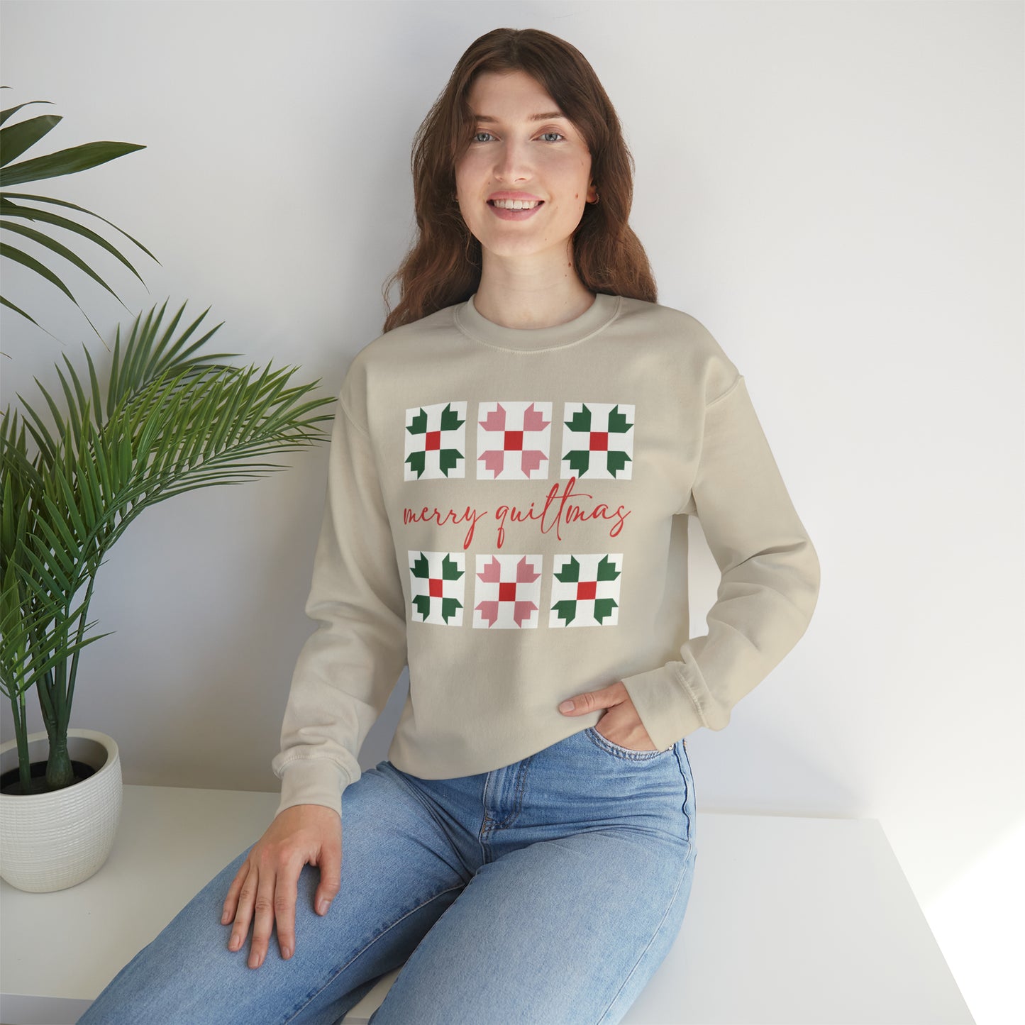 Sweatshirt: merry quiltmas crewneck sweatshirt