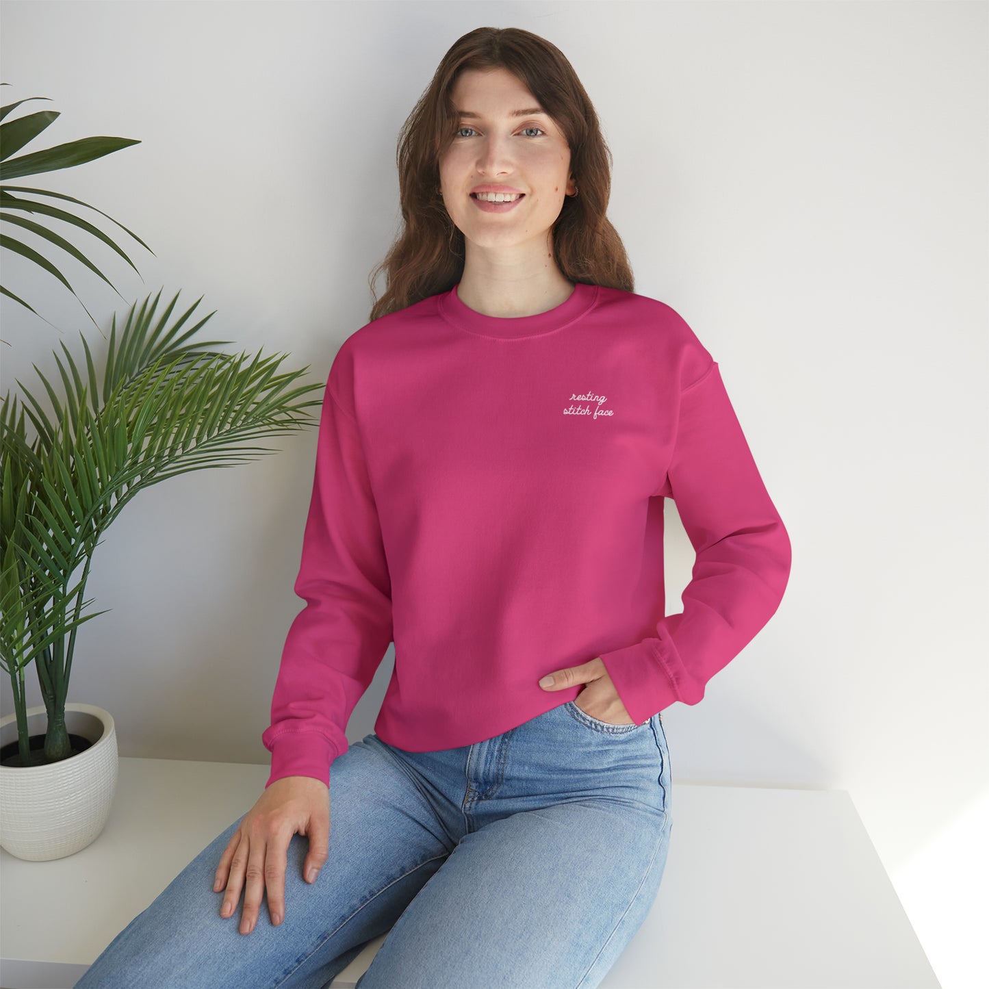 Sweatshirt: Resting Stitch Face Unisex Crewneck Sweatshirt