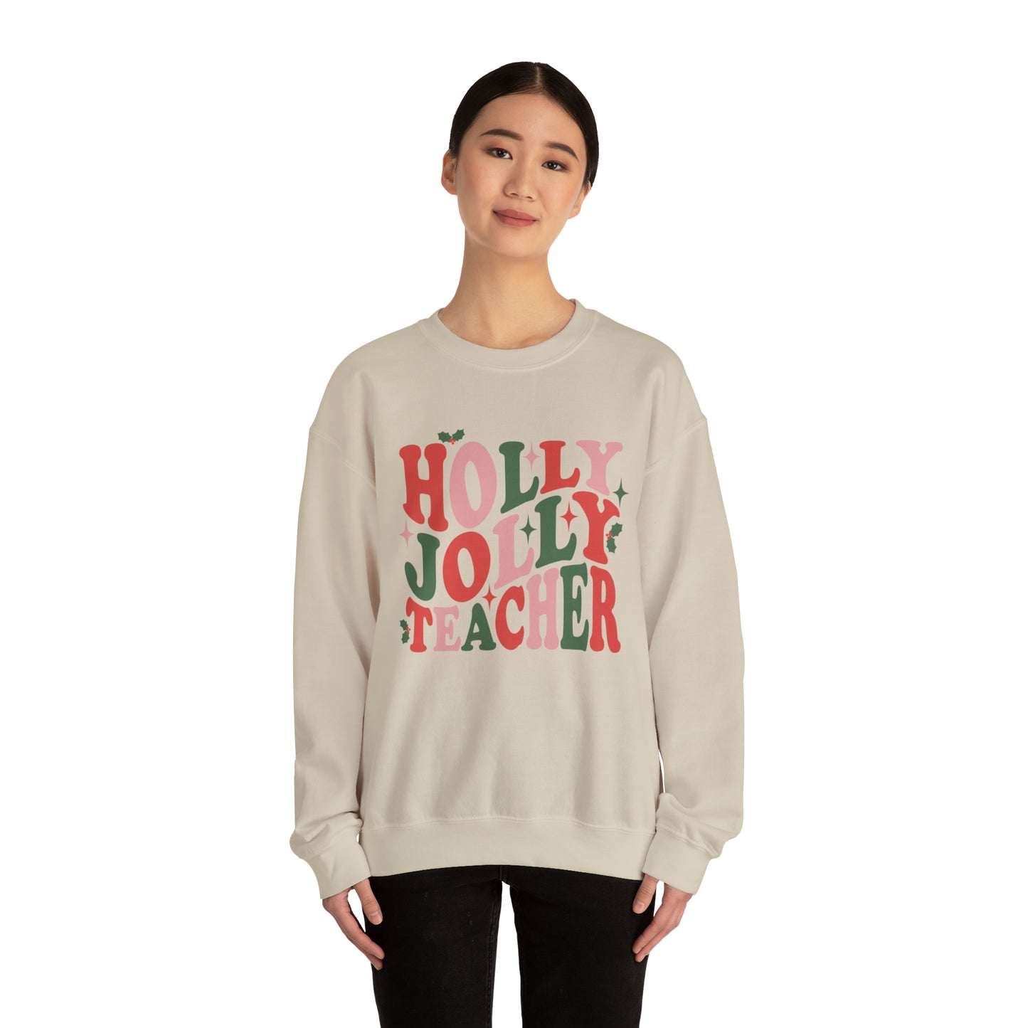 Sweatshirt: Holly Jolly Teacher Crewneck Sweatshirt