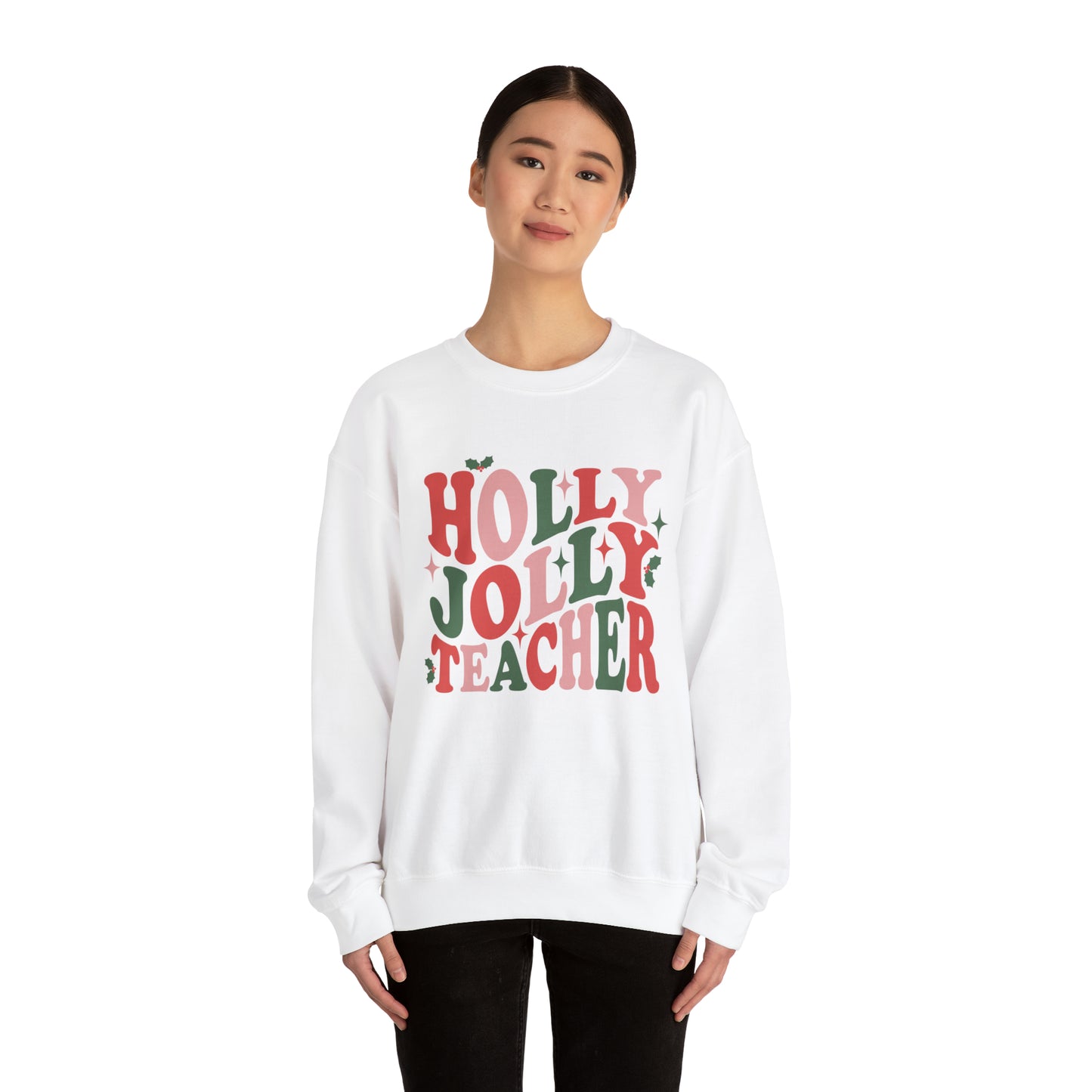 Sweatshirt: Holly Jolly Teacher Crewneck Sweatshirt