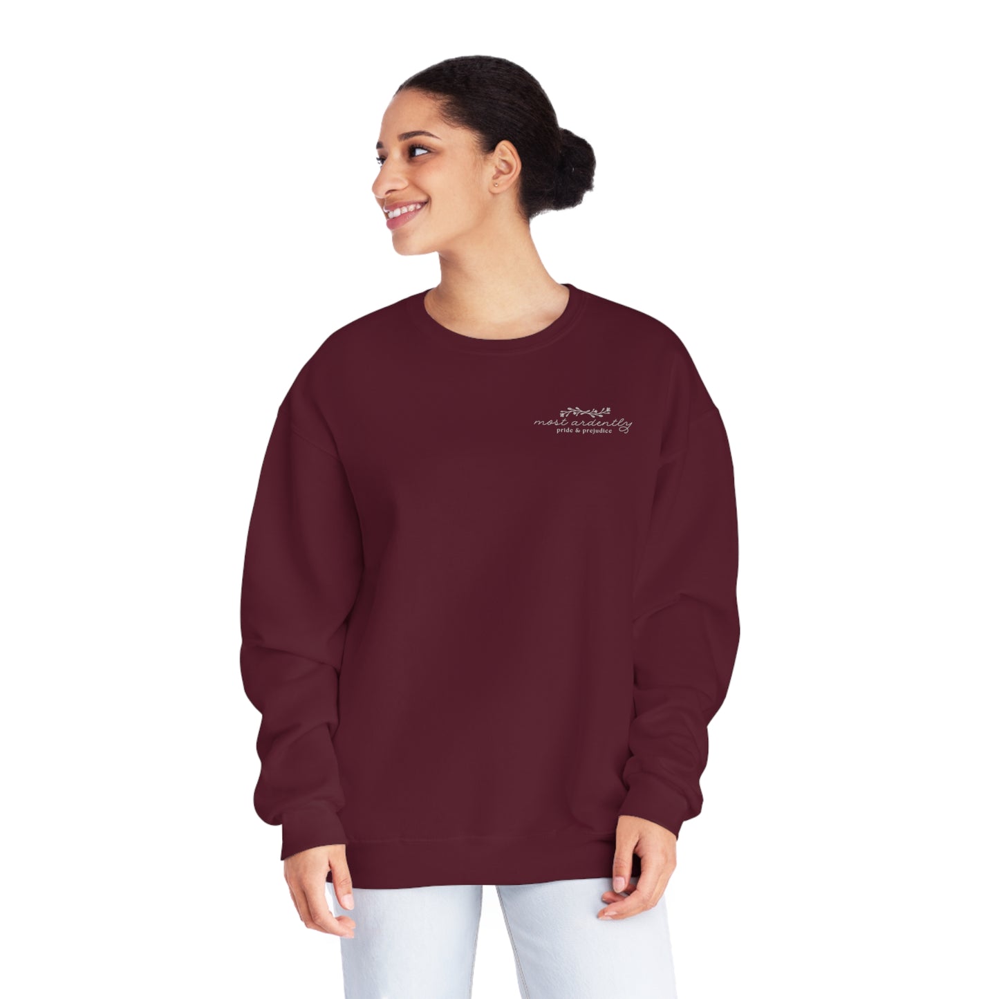 Sweatshirt: Jane Austen "most ardently" Crewneck Sweatshirt