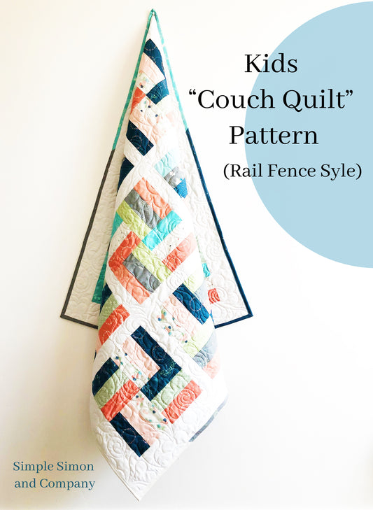 PATTERN (PDF): Kids "Couch Quilt": Rail Fence Style