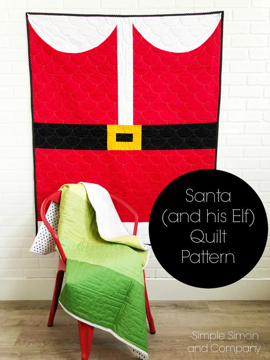 PATTERN (PDF):  Santa (and His Elf ) Quilt Pattern (Immediate Download)